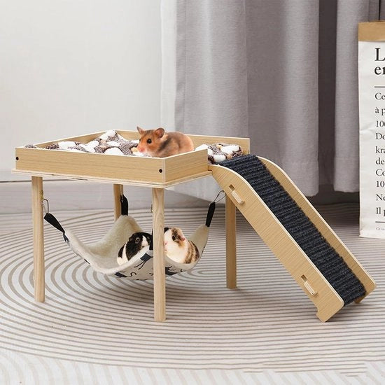 Letto per cavia a tre in uno con struttura - progettato per roditori - 1 pezzo