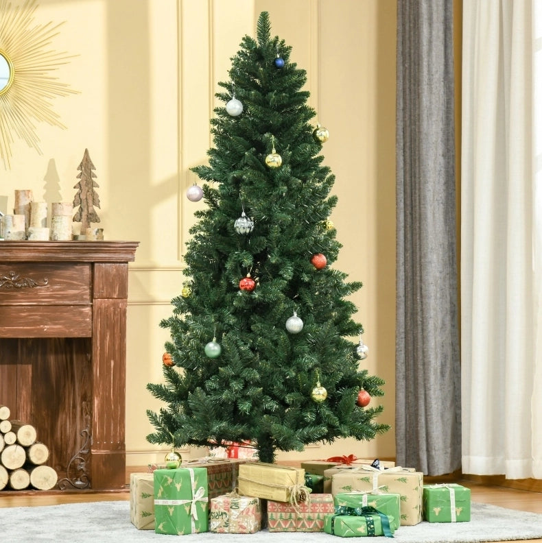 Albero di Natale Artificiale in Plastica ?90 x 180 cm con 724 Rami - Verde - per Interni