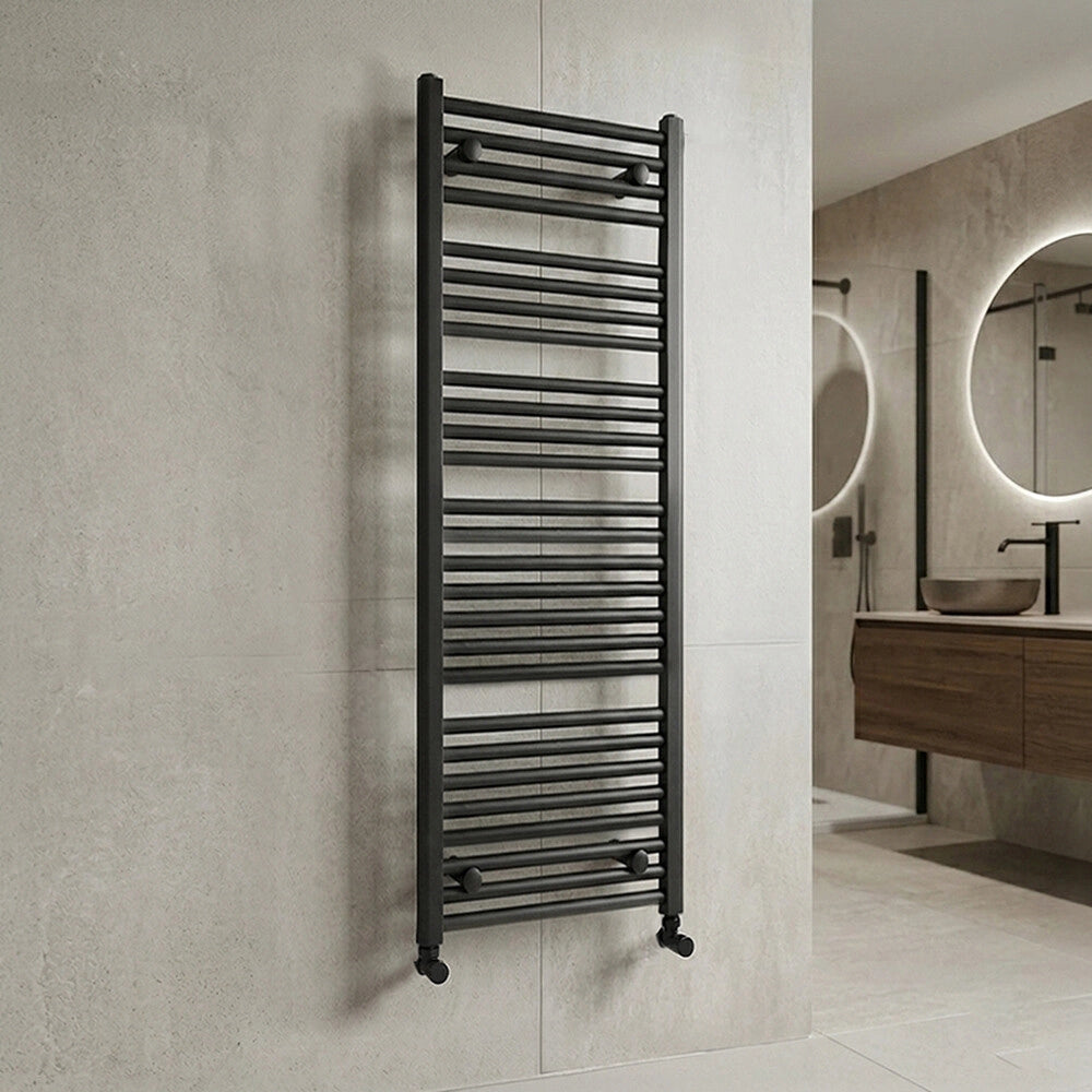 Termoarredo bagno H 150 x L 60 cm in acciaio nero opaco