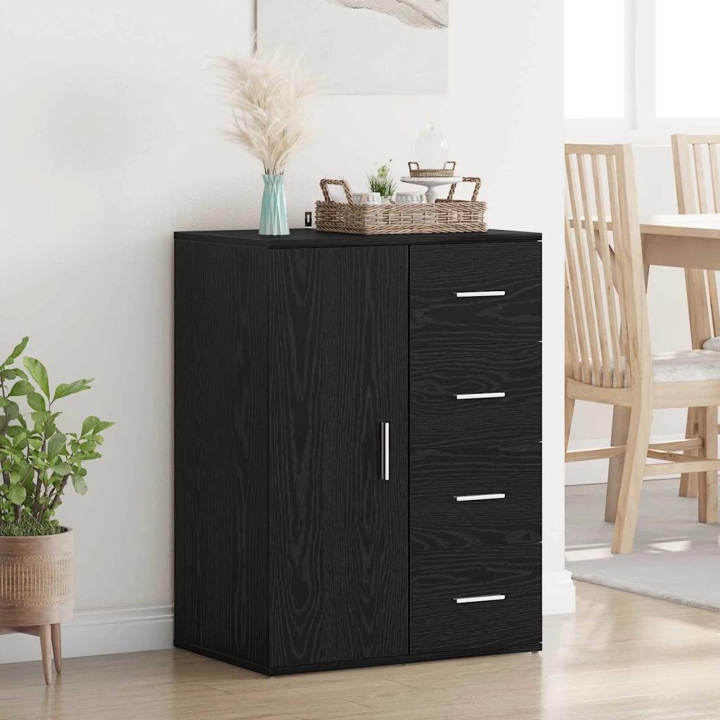 Credenza | Madia | Buffet da pranzo | Armadio da pranzo Rovere Nero 59 x 39 x 80 cm Legno multistrato