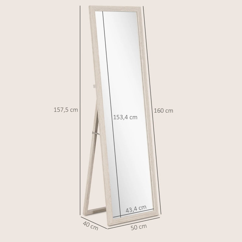 Specchio da terra a figura intera 160x50 cm bianco