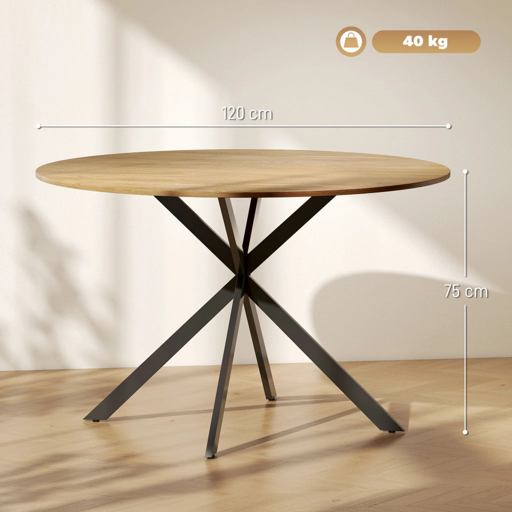 Tavolo da pranzo rotondo per 4 persone con gambe in acciaio ¨C Minimal ¨C Eiche, effetto industriale