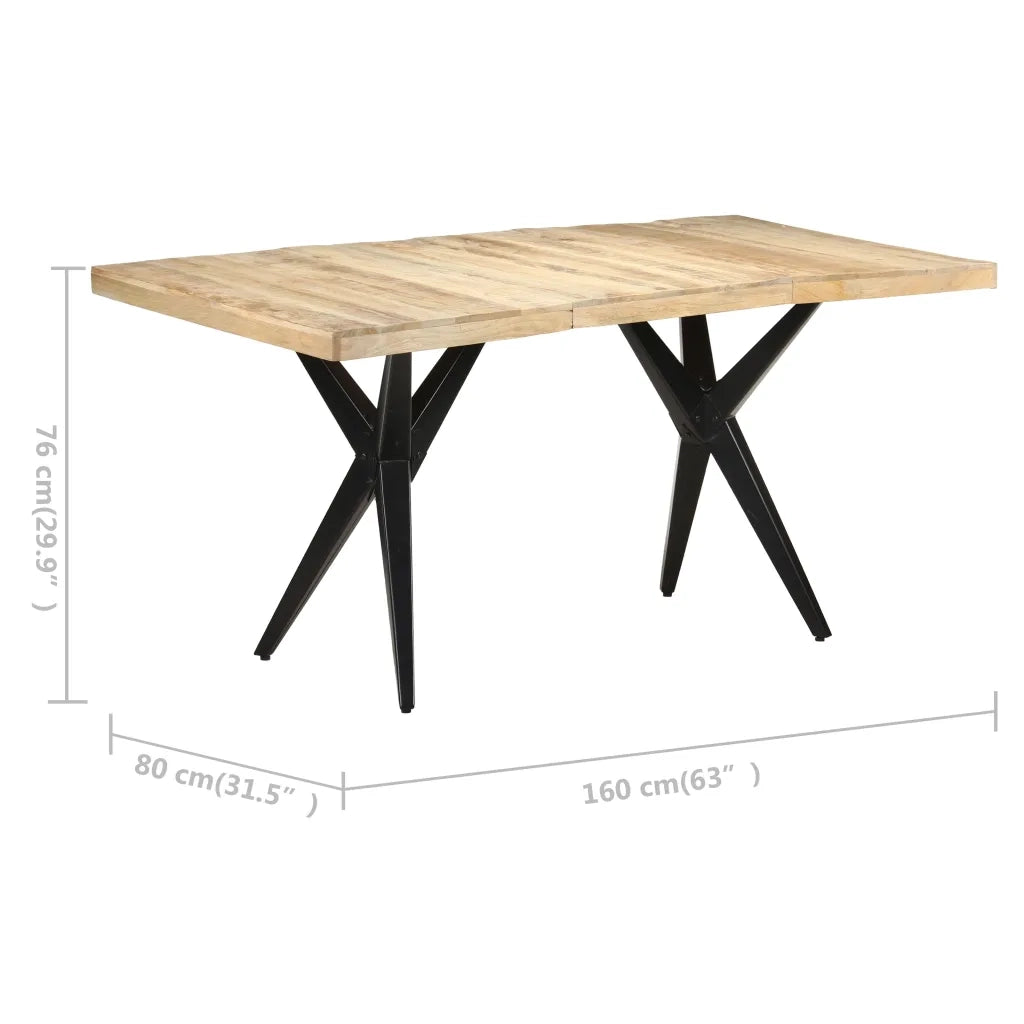 Tavolo da Pranzo 160x80x76 cm in Legno Massello di Mango Grezzo 323566