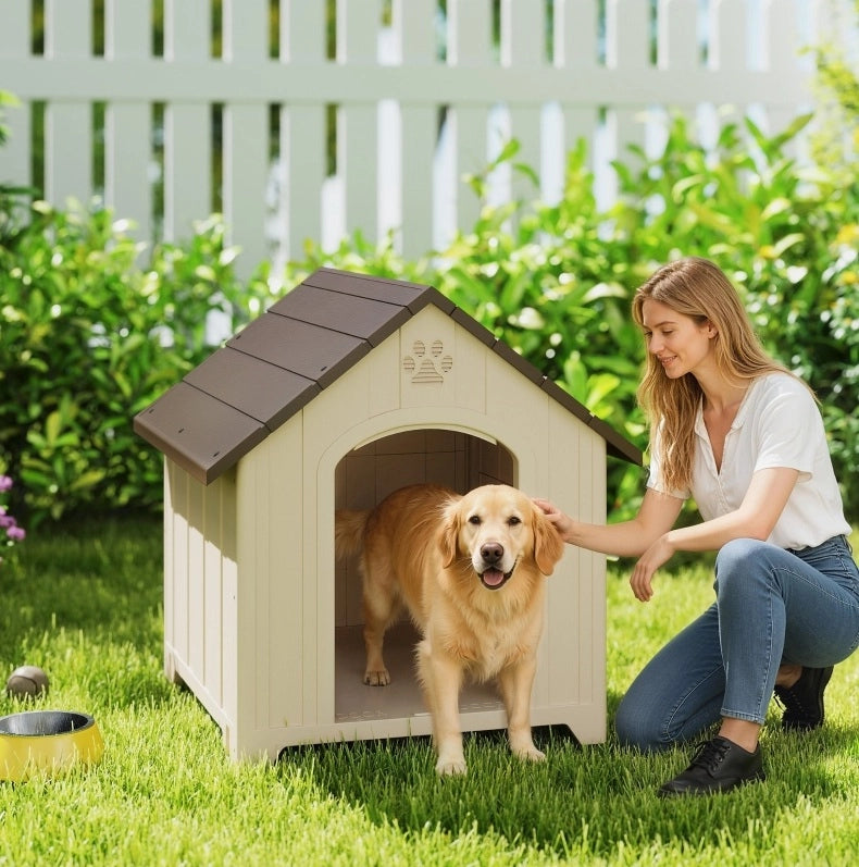 Cuccia per cani da esterno rialzata 88×79×89 cm beige