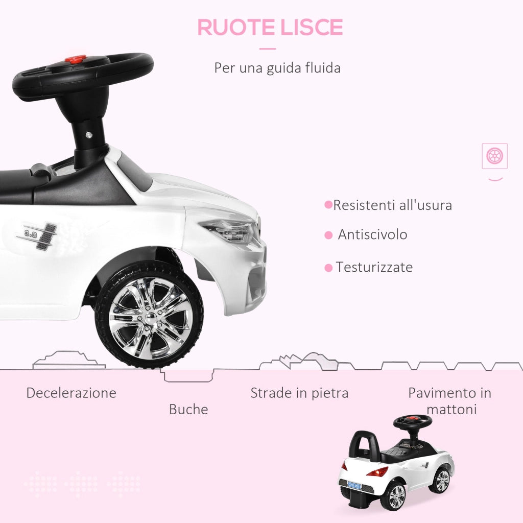 Auto Macchina Cavalcabile per Bambini Clacson e Musica Bianca