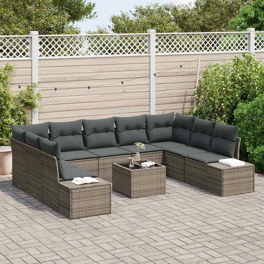 Set Divano da Giardino con cuscino 9 pcs Grigio Polyrattan 3355898