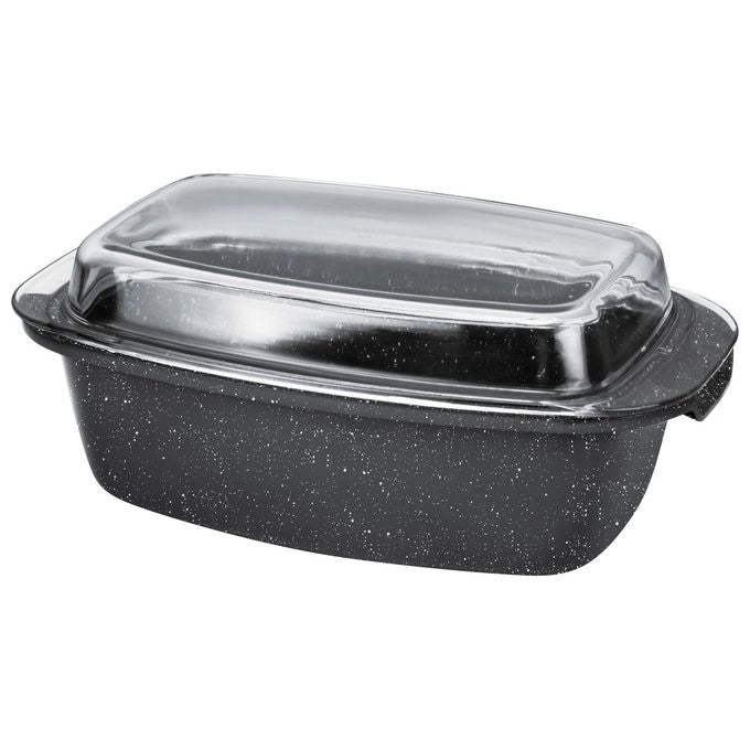 Borella 25380 Nevada Rostiera Alluminio Pressofuso 32,5x21 cm con Coperchio in Vetro Induzione