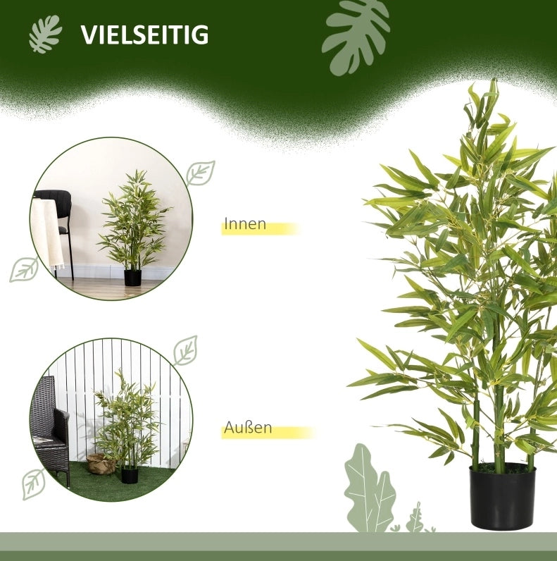 Pianta artificiale di bamb¨´ ULEVR 90 cm con 504 foglie, vaso incluso, verde