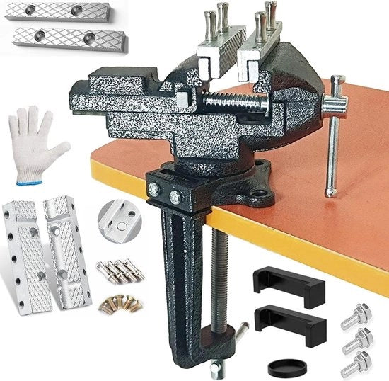 Tavolo da lavoro multifunzionale con banco - fissaggio con viti a girello - 84 cm nero