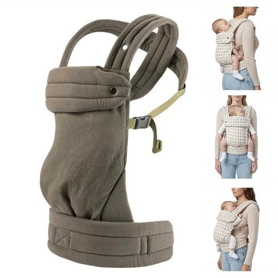 Draagzak Ergonomica per Neonati fino a Bambini in Età Prescolare, Sella Salutare con Forma V per Bambini con Dislocazione dell'Anca, 3 Posizioni di Sella, Peso Leggero e Respirante e Facile da Adattare, Capacità di Carico 3-20 kg (marrone)