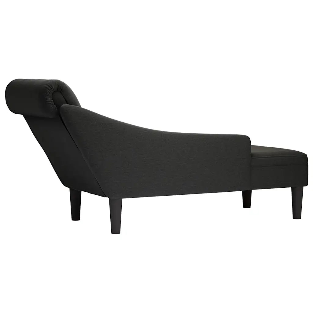 Sdraio con Cuscino e Bracciolo Destro in Tessuto Nero 4009767