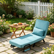 Poltrona letto ULEVR 3 in 1 blu con schienale regolabile in 5 posizioni, struttura in metallo, portata 150 kg