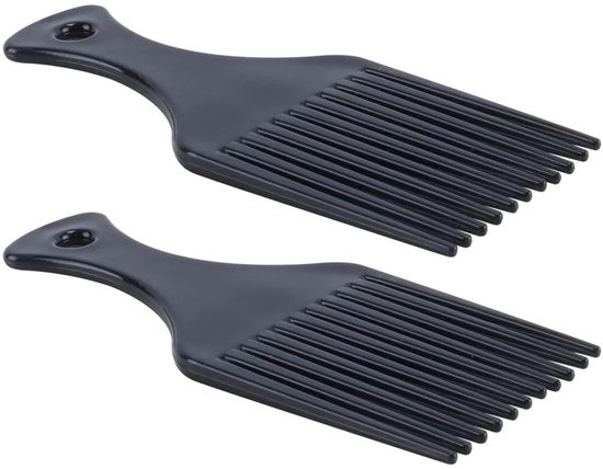 Afro-haarkam - 2 Stuks - Resistente al Calore - Denti Larghi - Sciogliente - Leggero - Adatto per Capelli Ricci e Spessi