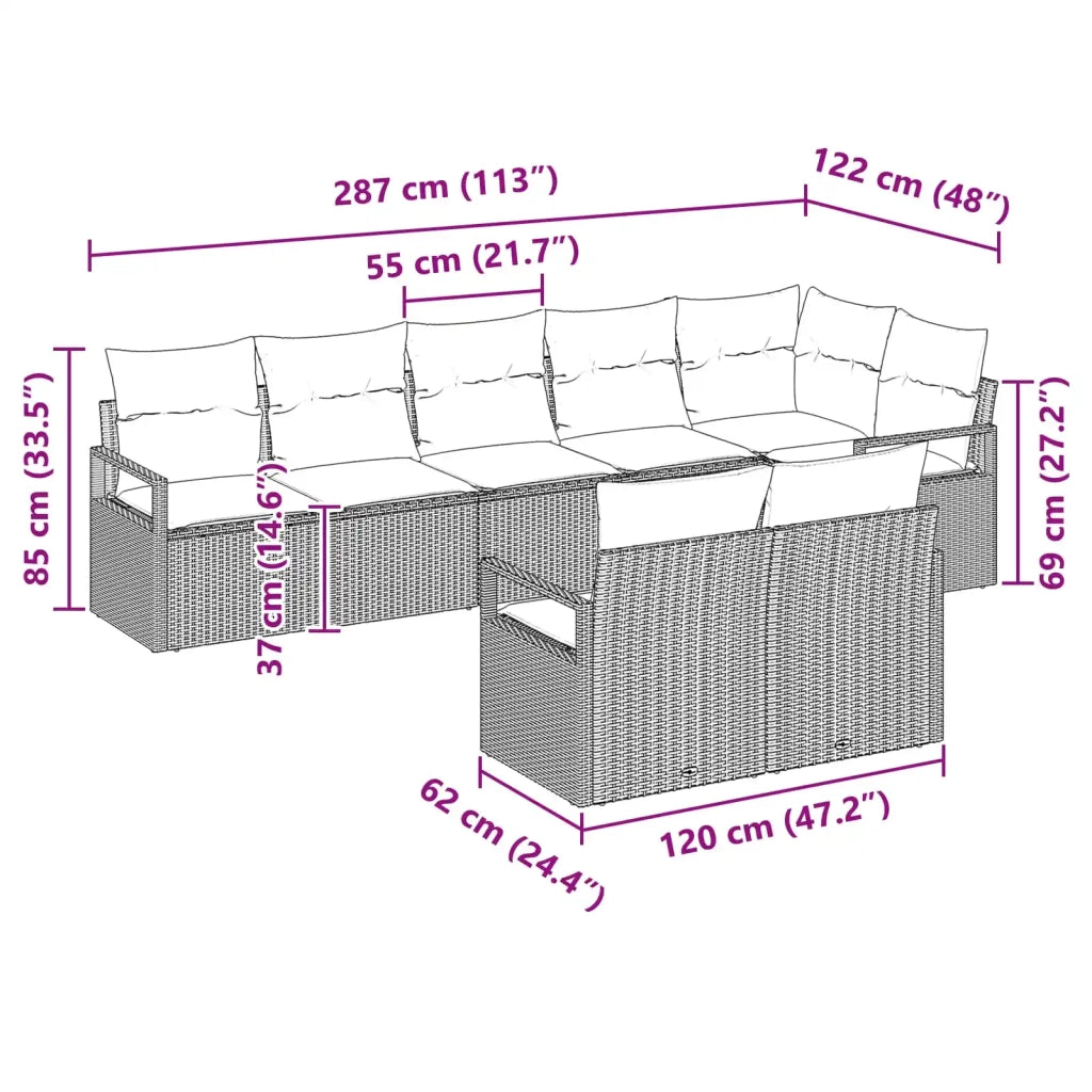 Set di divani 8 pcs Marrone polyrattan 3346434