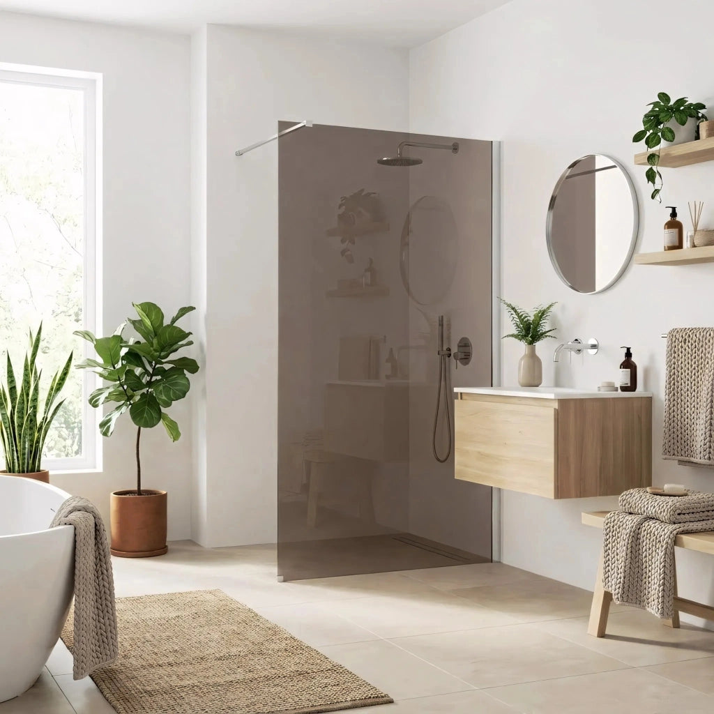 Parete Doccia Rea Flexi Brown / Chrome 80