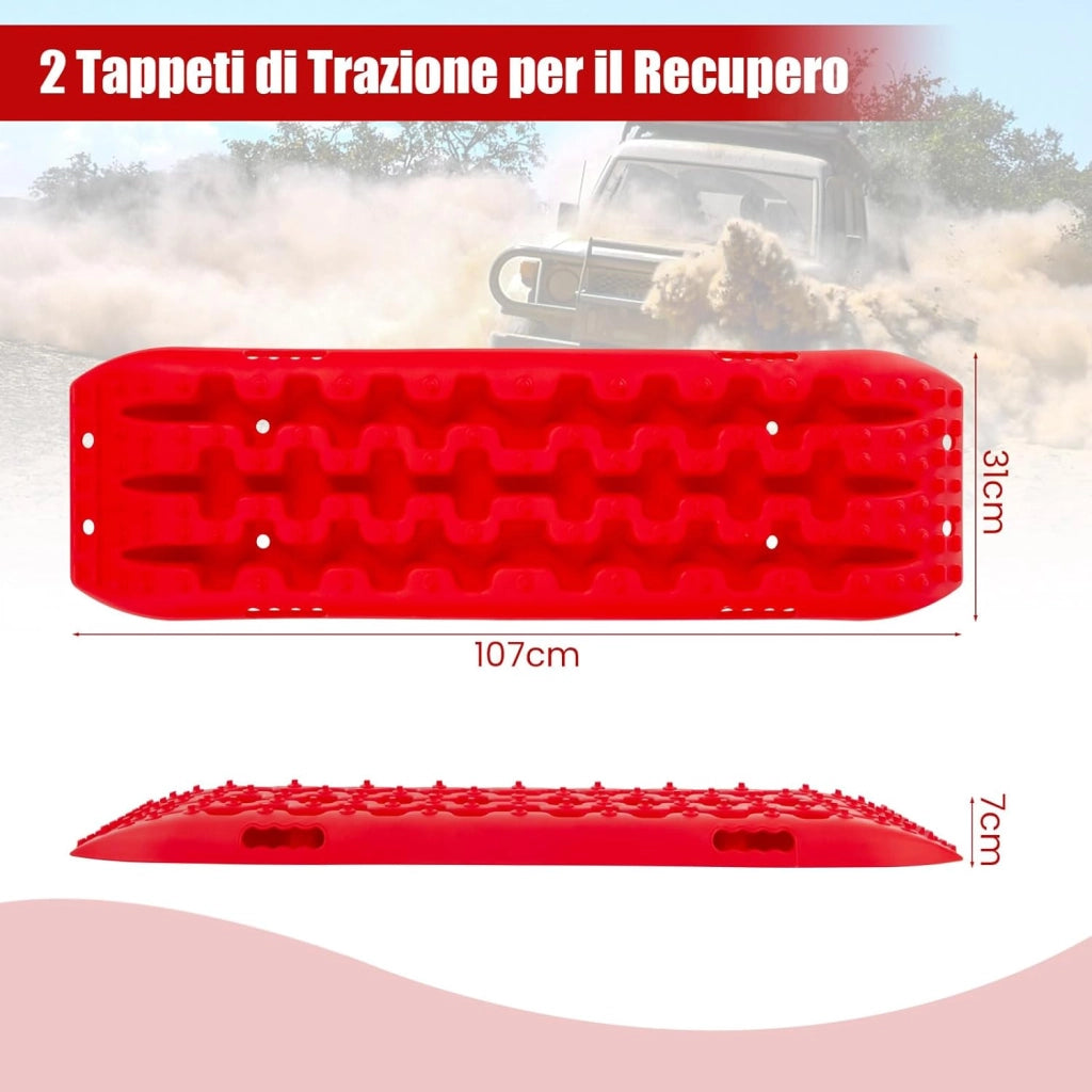 Tavole di Recupero per Fuoristrada 2 Pezzi, Carico 10T, Piastre di Trazione e Recupero per Liberare Veicoli da Neve Fango e Sabbia, Accessori Fuoristrada