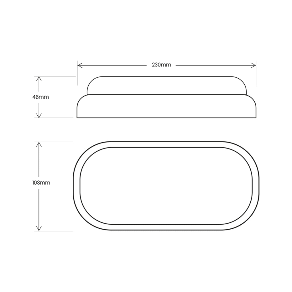 Plafoniera canalina ovale nera LED 18W 4000K IP64 Eko-Light