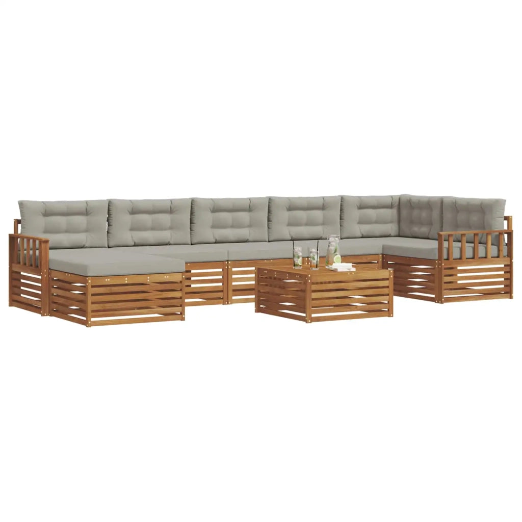 Set di divani da esterno 8 pcs Grigio Naturale e Chiaro 3373851