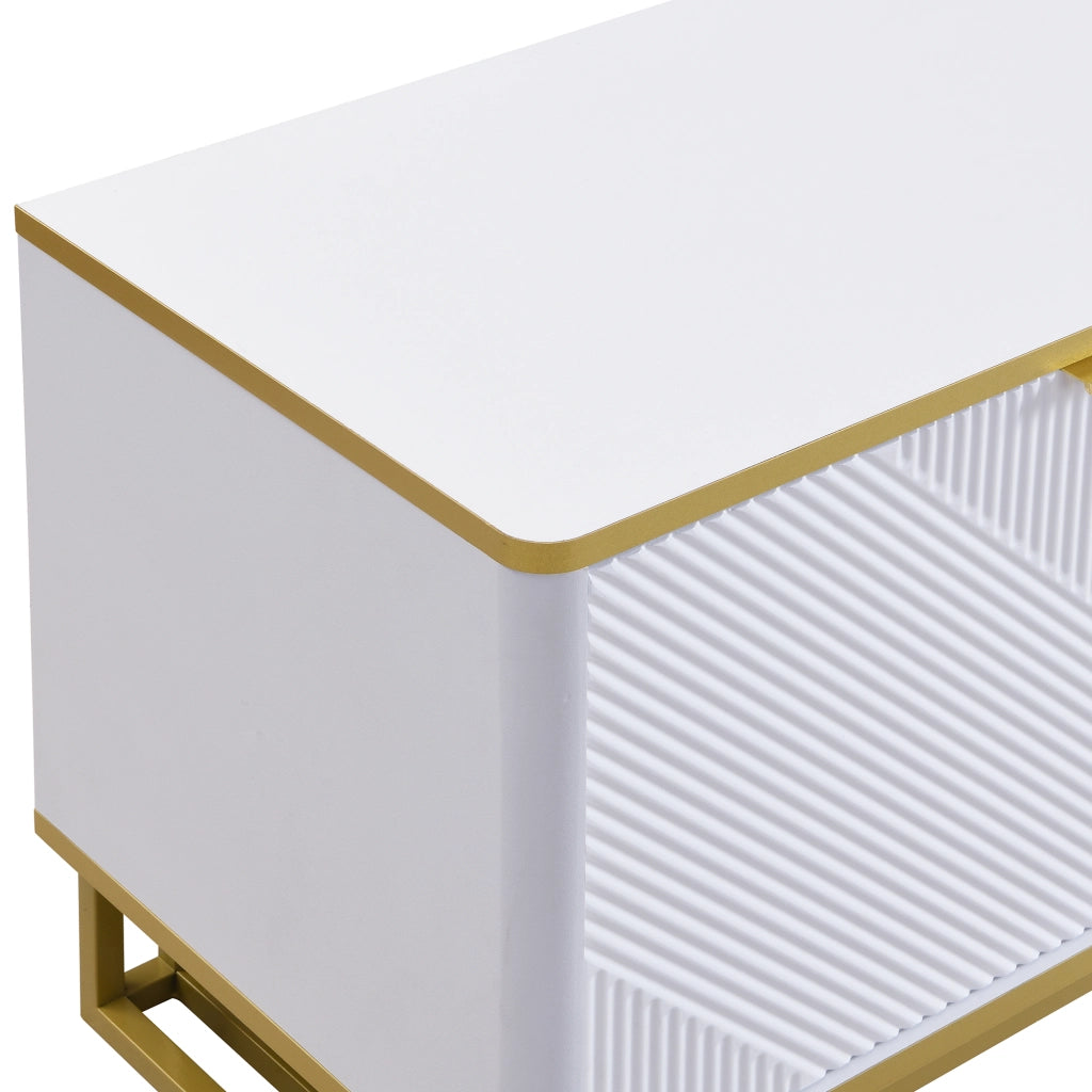 MOBILE TV 160x37,5x48 cm MDF Bianco con 4 ante e struttura in ferro