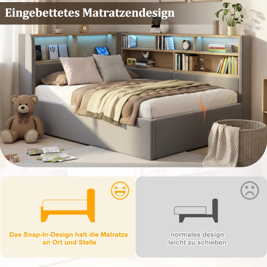 letto imbottito velluto grigio 110 x 225 cm