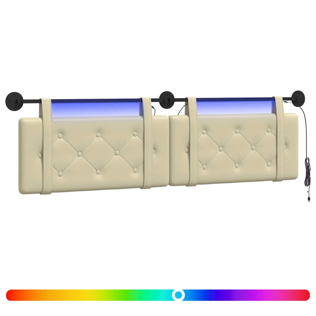 Testiera sospesa Con luce LED Crema Similpelle 3424233