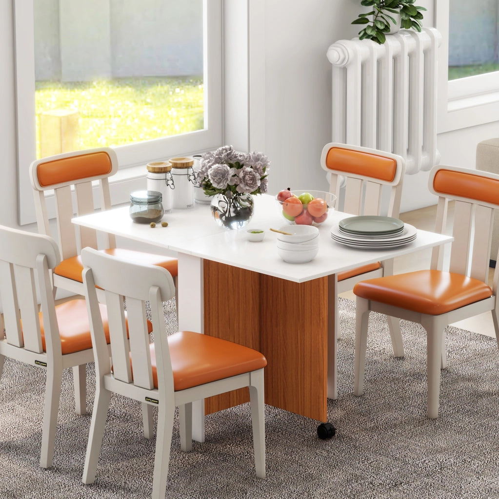 Tavolo da pranzo estensibile 120x80x73 cm in compensato bianco salvaspazio