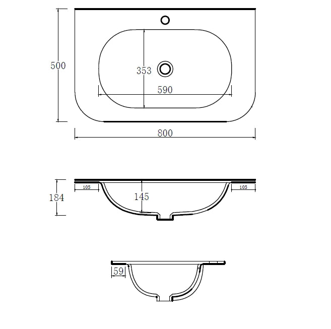 Limpido Design Base 80cm Rovere Puro Lavabo Specchio retro illuminato