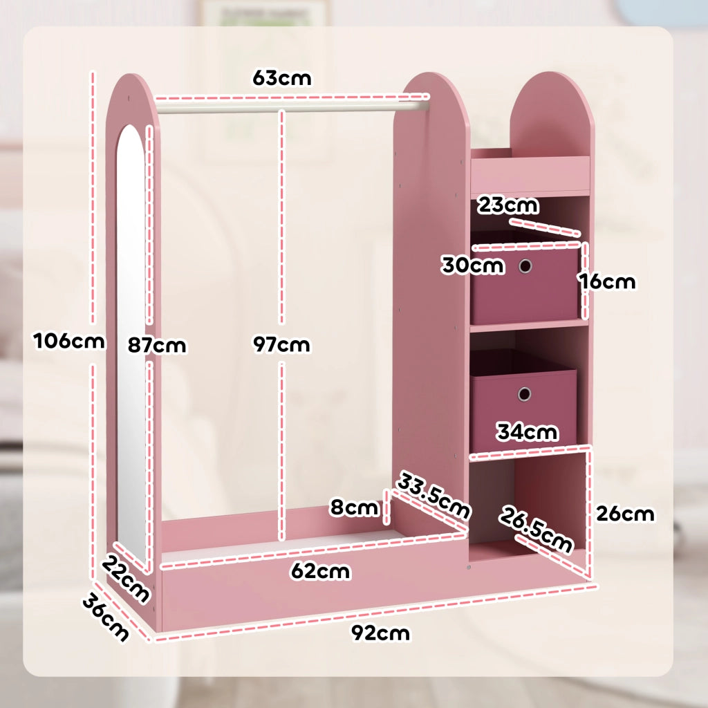 Appendiabiti bambini con ripiani e specchio ¨C Xylo ¨C legno rosa
