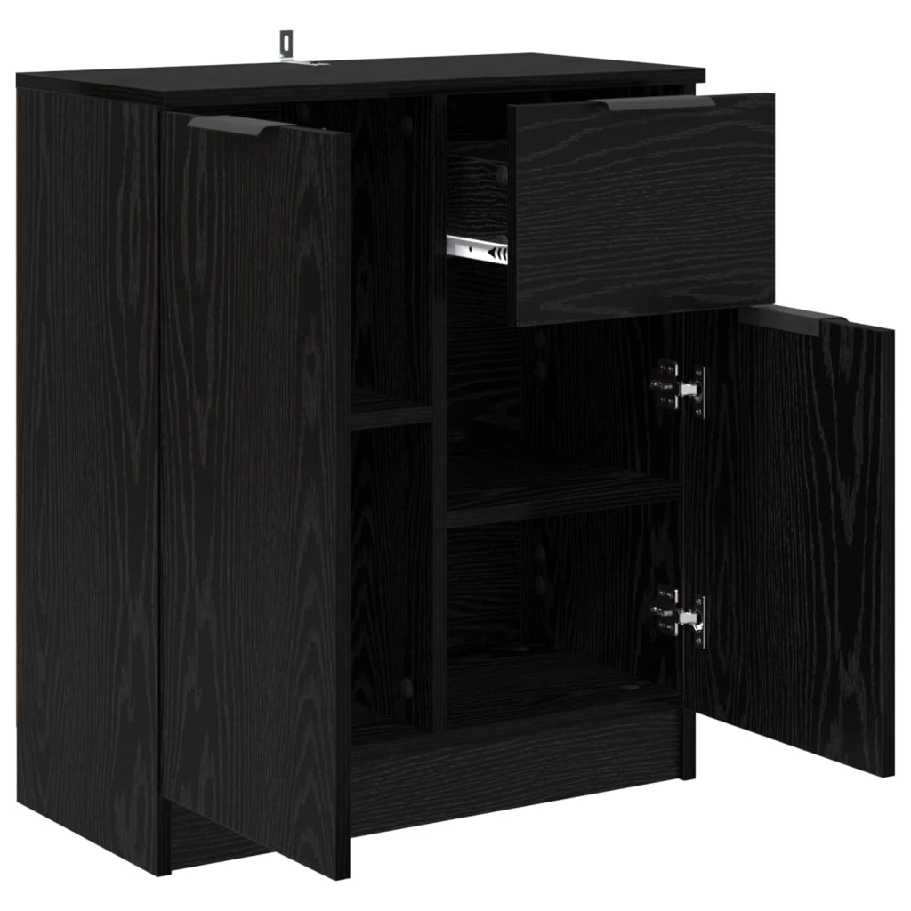 Credenza | Madia | Buffet da pranzo | Armadio da pranzo Rovere Nero 60 x 30 x 70 cm Legno multistrato
