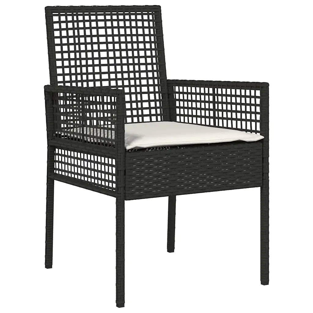 Set da Pranzo per Giardino 3 pcs Nero polyrattan 3334941