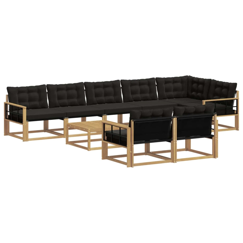 Set di divani da esterno 9 pz Bianco e Nero 3388834