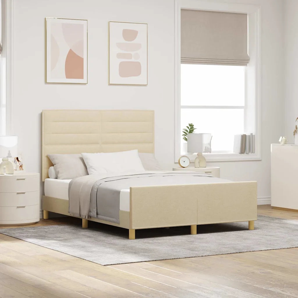 Struttura del letto con testiera Crema 160 x 200 cm Tessuto