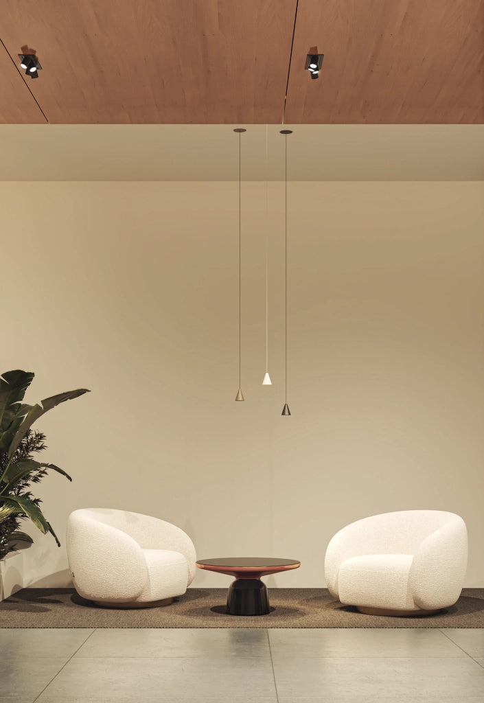 Lampada a Sospensione Zoe Surface Beneito & Faure 7W 38° 3000K Bianco Opaco - Design Conico LED CRI90 UGR<19 per Illuminazione Interni