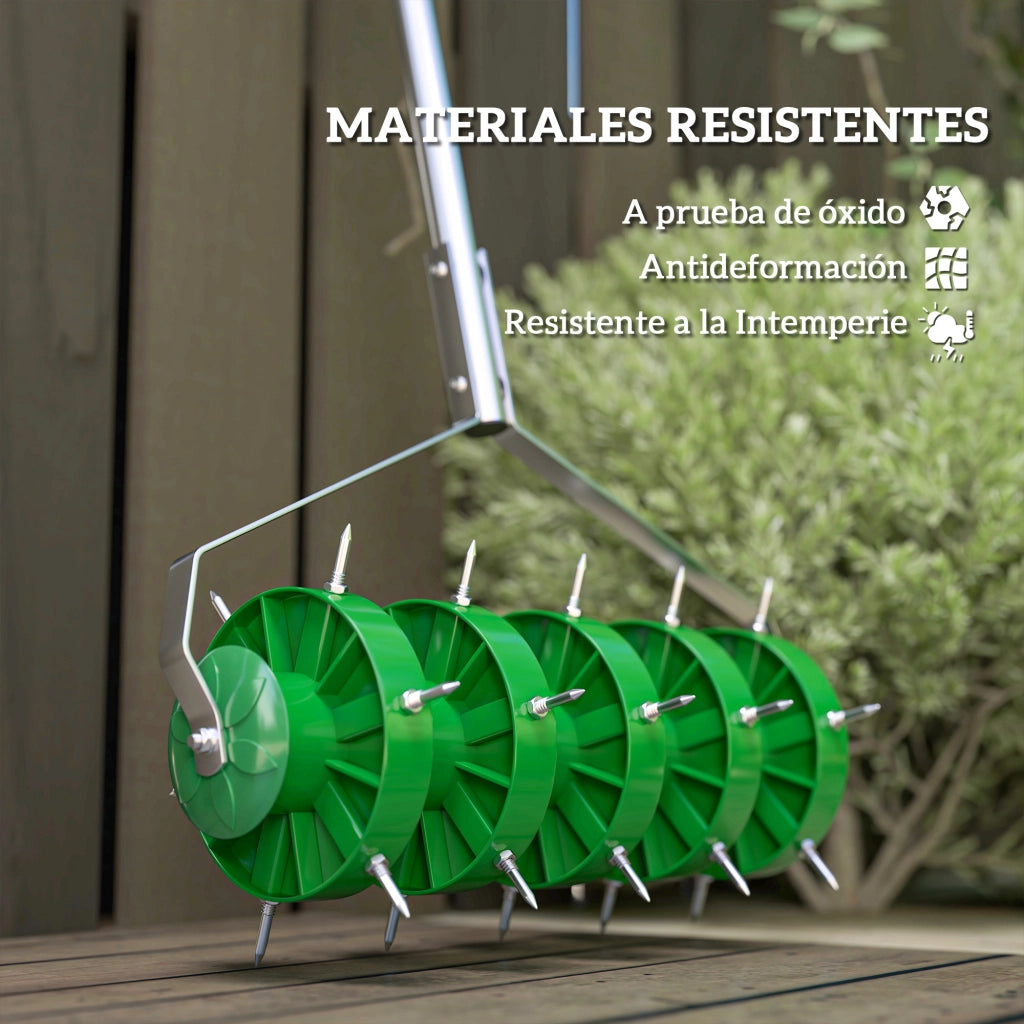 Rullo Aeratore per Prato con Chiodi ¨C Xylo ¨C Manico Smontabile 100cm Larghezza 45cm