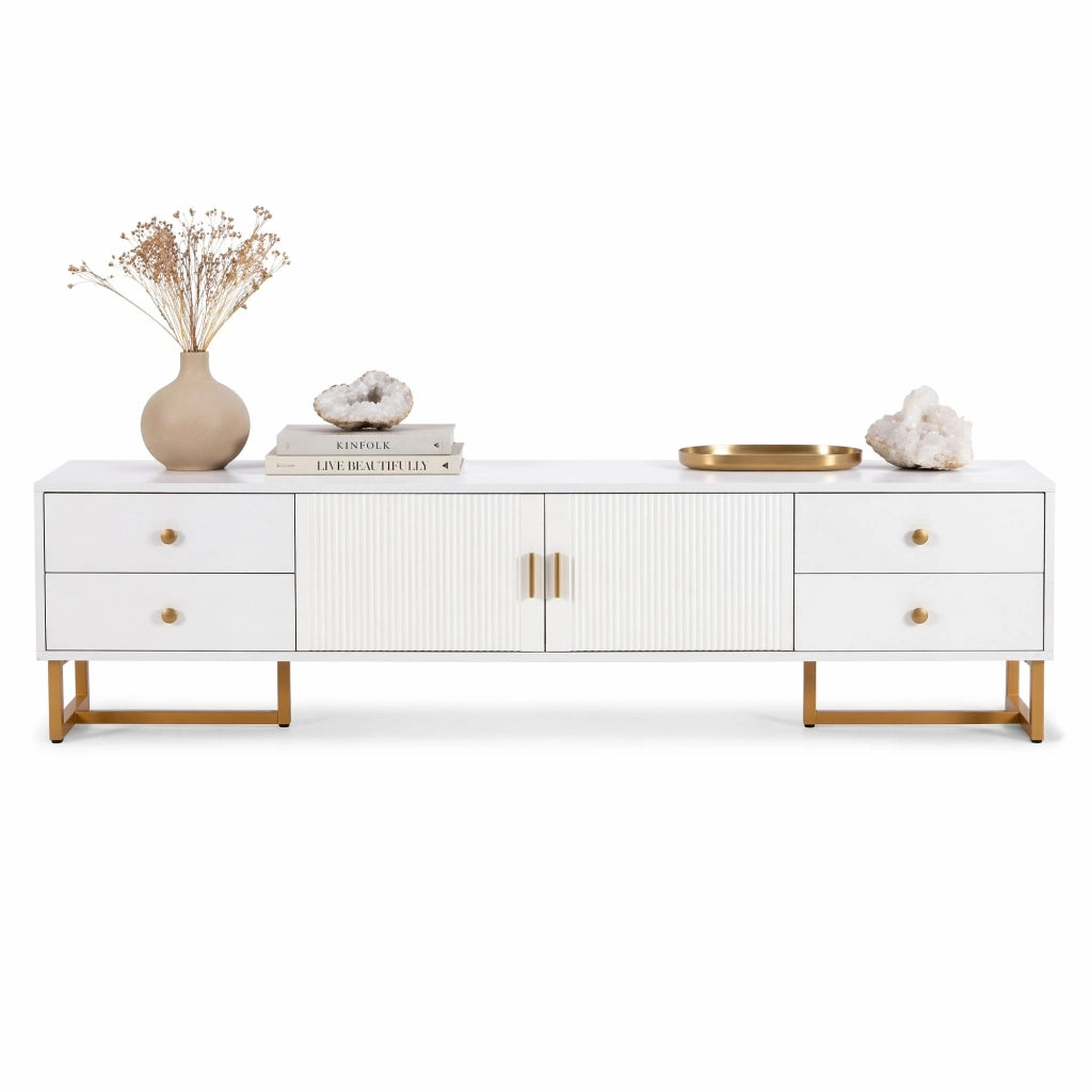 Mobile TV moderno 175 cm con 4 cassetti e 2 ante bianco