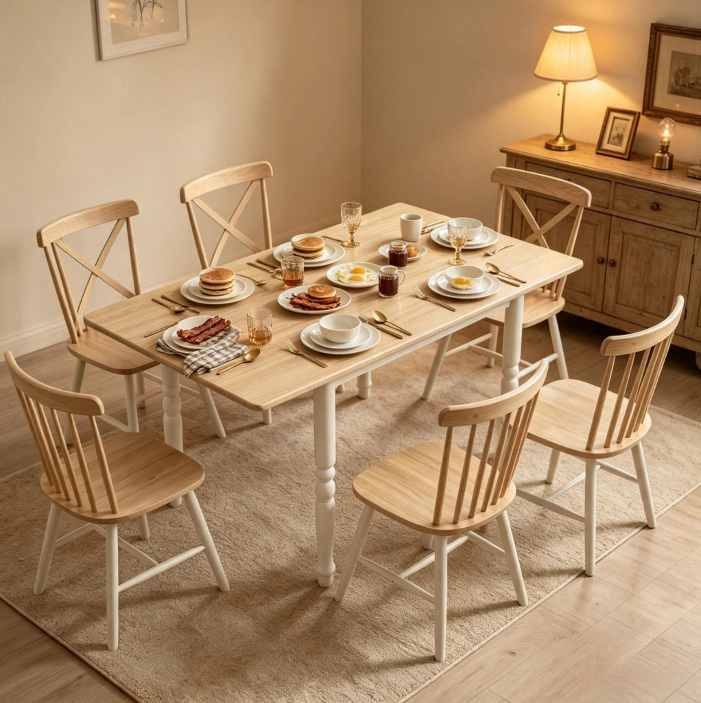 Tavolo da pranzo pieghevole allungabile in MDF e acciaio, fino a 6 posti, superficie effetto legno naturale, 74-134 cm