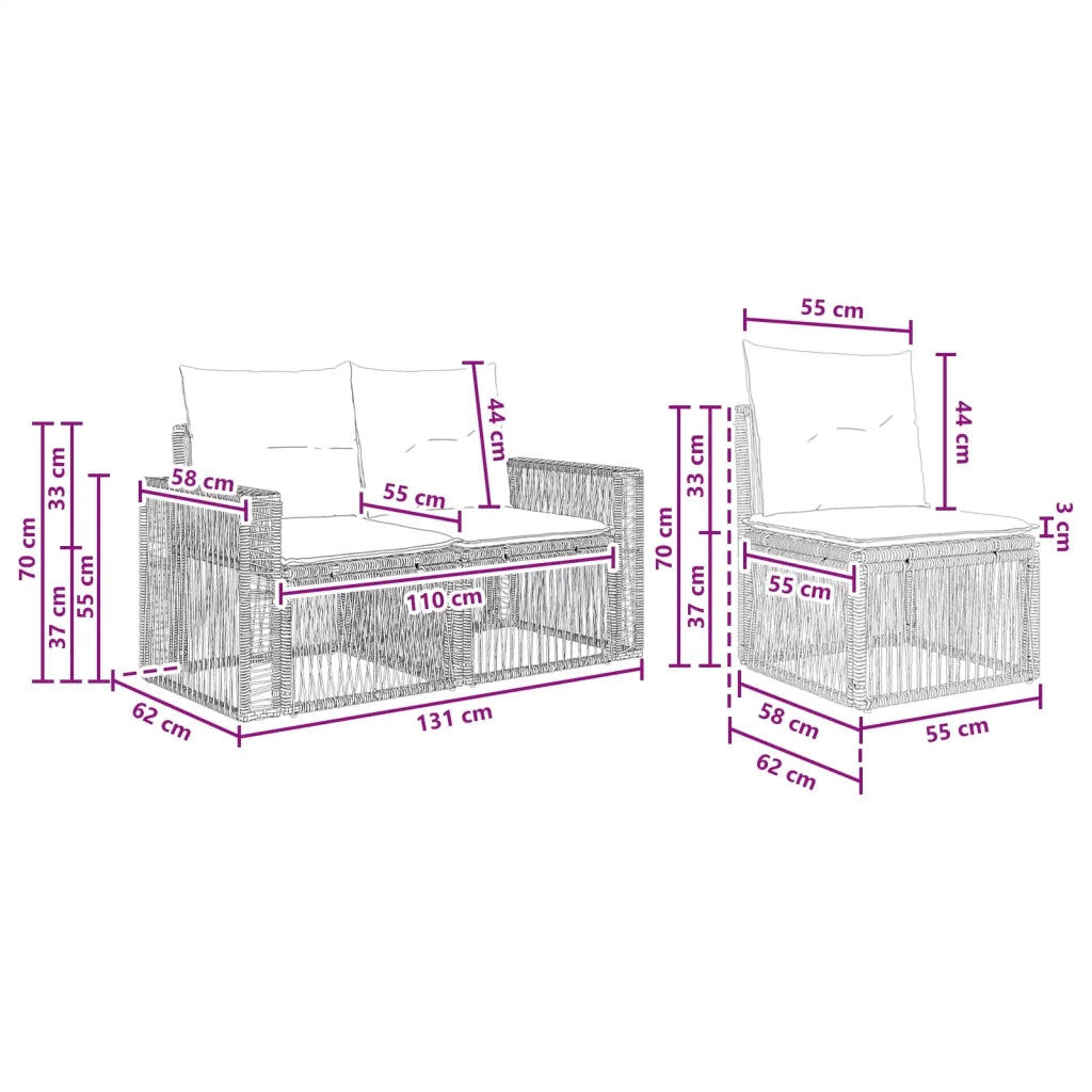 Set Divano da Giardino 4 pz Grigio e Grigio Scuro polyrattan 3435047