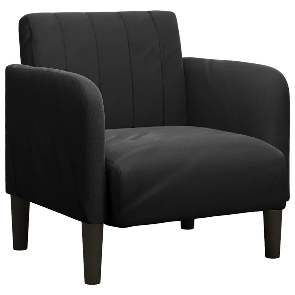 Divano Poltrona | Sedia con Braccioli Nero 54 cm in Velluto
