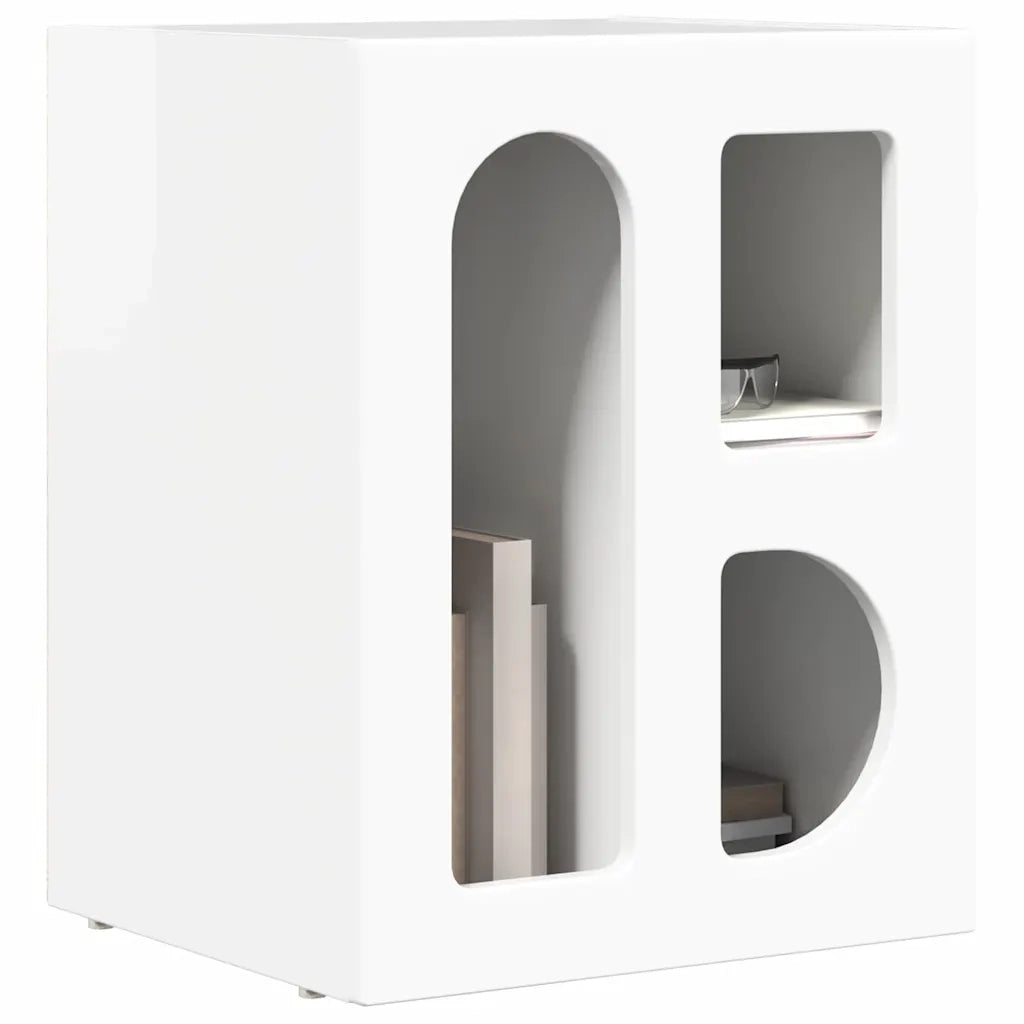 Comodino 2 pz-Set di 2 Tavolino da notte Bianco Lucido 40 x 35 x 50 cm Legno multistrato