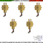 Allarme Contatto Magnetico In Ottone a Cilindro da Incasso 5 Pezzi Sensore Reed Scambio Rileva Posizione Cancello in Ferro Campo 20 mm 5 Fili 3 C.NC.NA 2 Tamper Max 30 V 10W Fissaggio ad Incasso IP65