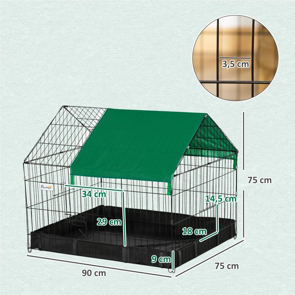 Recinto per Animali Domestici con 2 Porte e Telo ¨C Minimal ¨C 90x75x75 cm Nero Verde