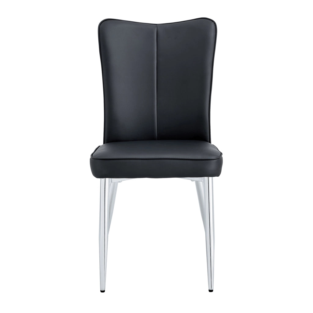 Sedie da Pranzo Modern Design ¨C MINIMAL ¨C Nero, Gambe in Metallo Argento, Set 2 Pezzi