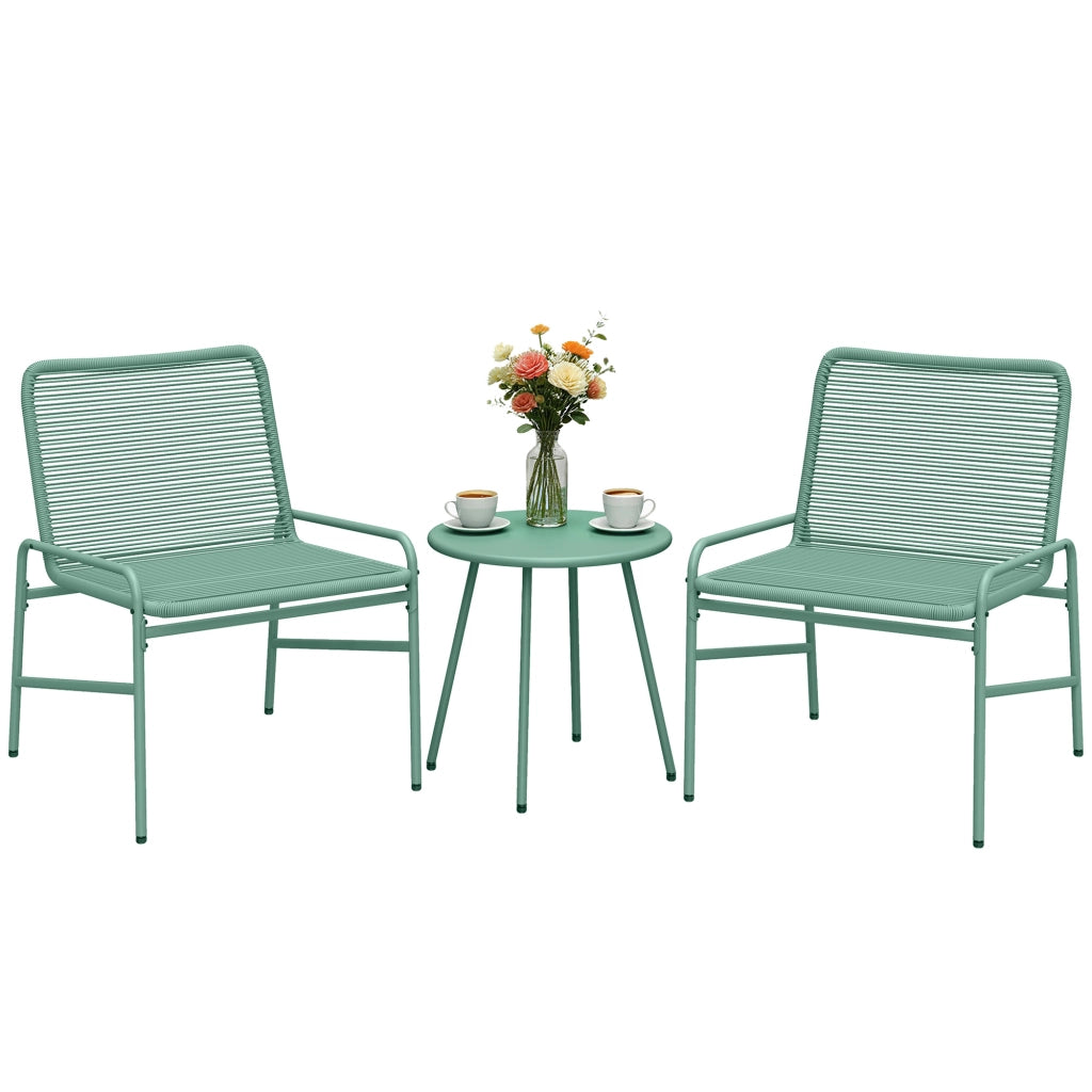 Set 3 Pezzi Sedie e Tavolo da Giardino in Rattan ¨C ZephMum ¨C Verde