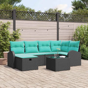 Set Divano da Giardino con cuscino 7 pcs Nero Poly Rattan 3360427