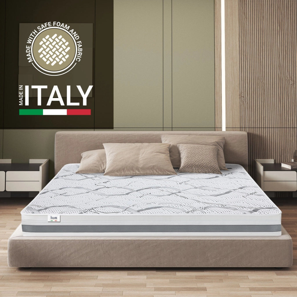 Materasso Singolo 95x170 cm a Media Rigidita' | Altezza 20 cm | Tessuto Anallergico e Traspirante | Proprieta' Ortopediche e Automodellanti | Prodotto in Italia