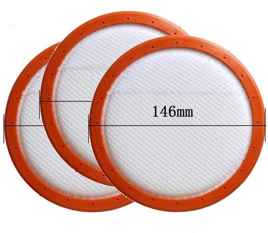 Filtro HEPA 3 pezzi 146mm in cotone lavabile - Adatto per aspirapolvere Midea C3-L148B C3-L143B VC14A1-VC