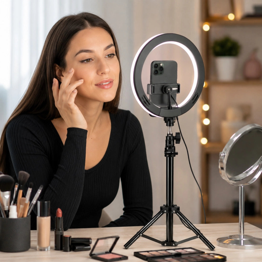 TREPIEDE SUPPORTO PER ANELLO LUMINOSO FOTO VIDEO TIKTOK SELFIE TRIPOD CAVALLETTO