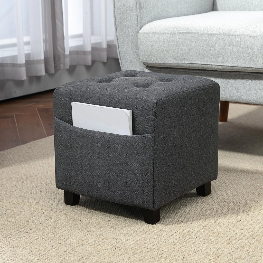 Pouf imbottito con tasche laterali ¨C Minimal ¨C Grigio 35x35x35 cm