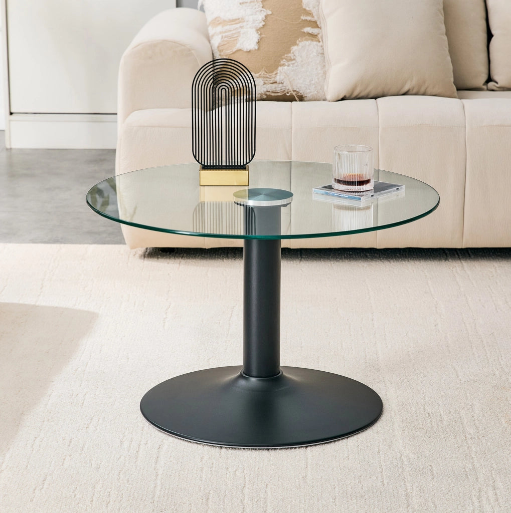 Tavolino da salotto rotondo Ø 70 cm in vetro e metallo nero HOMVRA