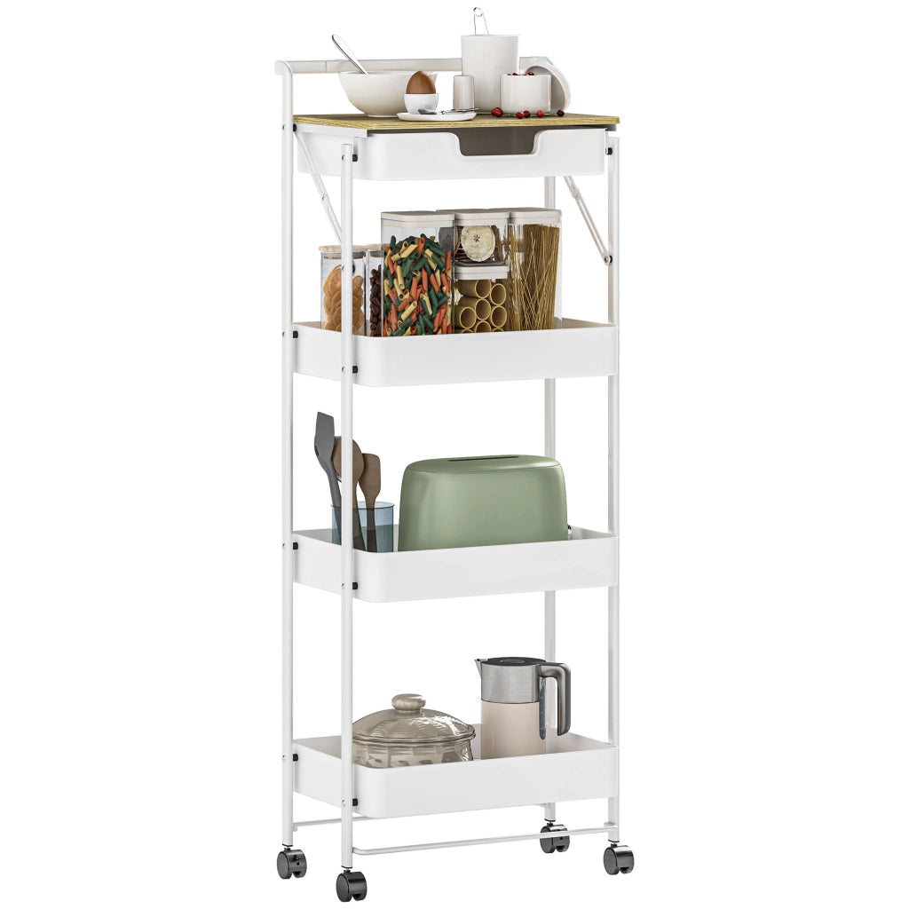 Carrello con cassetti e cestini ¨C zephmum ¨C 4 livelli, bianco